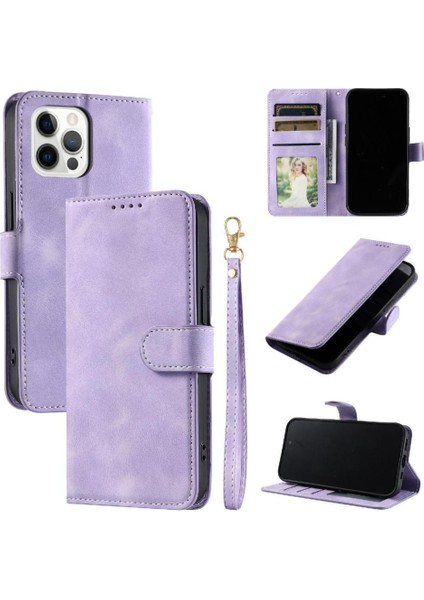 IPhone 12 Için Flip Case Pro Max Kickstand Bilek Kayışı Manyetik Cüzdan Kart (Yurt Dışından)
