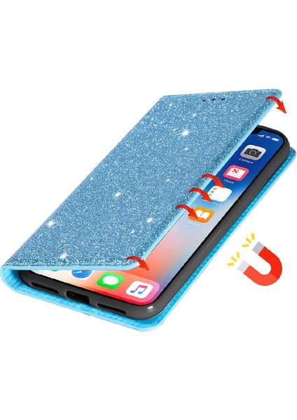 Manyi Mall Samsung Galaxy A54 Için Glitter Flip Case 5g Flip Case Cüzdan Kart Tutucu (Yurt Dışından)