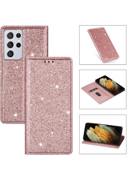 Samsung Galaxy S21 Için Glitter Flip Case Ultra 5g Flip Case Cüzdan Pu (Yurt Dışından)