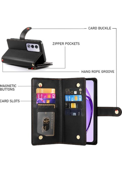 Oppo A3 Pro 5g Bilek Kayışı Cüzdan Bölmesi Kickstand Kart Için Flip Case (Yurt Dışından)