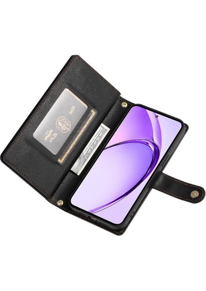 Oppo A3 Pro 5g Bilek Kayışı Cüzdan Bölmesi Kickstand Kart Için Flip Case (Yurt Dışından)