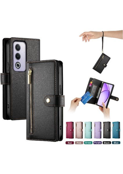 Oppo A3 Pro 5g Bilek Kayışı Cüzdan Bölmesi Kickstand Kart Için Flip Case (Yurt Dışından)