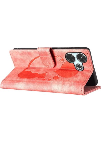Xiaomi Poco M6 4g Için Flip Case Kabartmalı Sevimli Kedi Tutucu Kapak Cüzdan (Yurt Dışından)