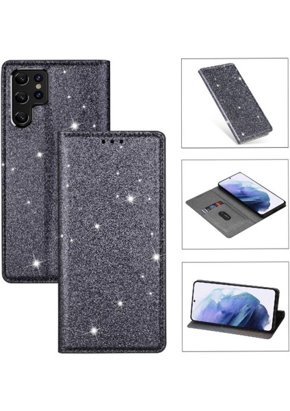 Samsung Galaxy S22 Ultra 5g Için Glitter Flip Case Pu Deri Flip Case (Yurt Dışından)
