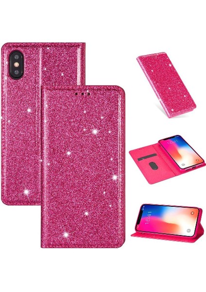 IPhone Xs Max Pu Deri Flip Case Cüzdan Kart Için Glitter Flip Case (Yurt Dışından)