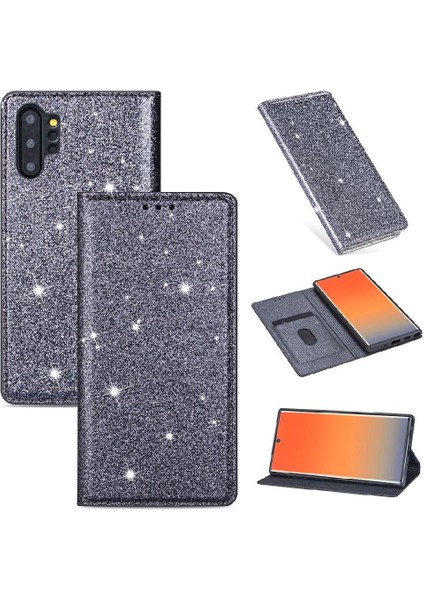 Samsung Galaxy NOTE10 Pu Deri Manyetik Kapatma Için Glitter Flip Case (Yurt Dışından)