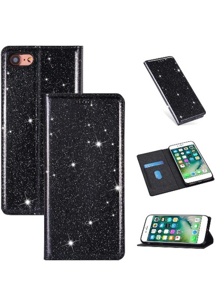 IPhone Se 2020 Pu Deri Manyetik Kapatma Kartı Için Glitter Flip Case (Yurt Dışından)