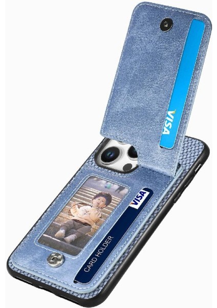 IPhone 16 Için Kılıf Pro Fermuar Standı Crad Yuvası Cüzdan Manyetik Araç Montaj (Yurt Dışından)
