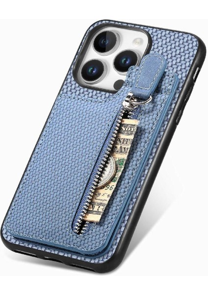 IPhone 16 Için Kılıf Pro Fermuar Standı Crad Yuvası Cüzdan Manyetik Araç Montaj (Yurt Dışından)