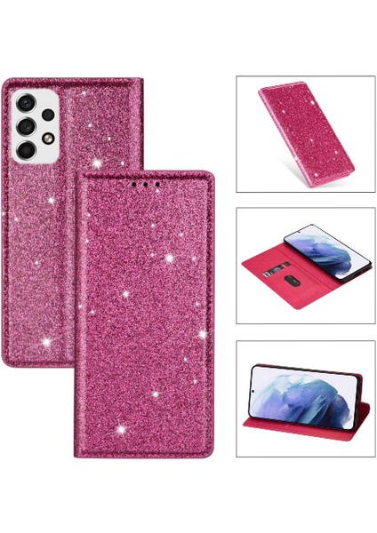 Samsung Galaxy A33 5g Manyetik Kapatma Pu Deri Için Glitter Flip Case (Yurt Dışından)