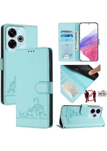 Xiaomi Redmi Için Kılıf 13 4g Kedi Rfıd Kart Yuvası Tutucu Kickstand Cüzdan (Yurt Dışından)