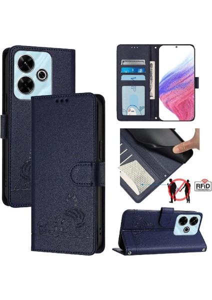 Xiaomi Redmi Için Kılıf 13 4g Kedi Rfıd Kart Yuvası Tutucu Kickstand Cüzdan (Yurt Dışından)