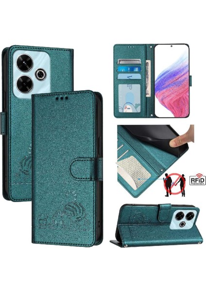 Xiaomi Redmi Için Kılıf 13 4g Kedi Rfıd Kart Yuvası Tutucu Kickstand Cüzdan (Yurt Dışından)