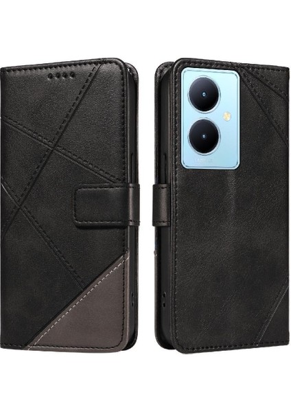 Vıvo V29 Lite Deri Telefon Koruma Kılıfı ve Kart Yuvası Için Flip Case (Yurt Dışından)