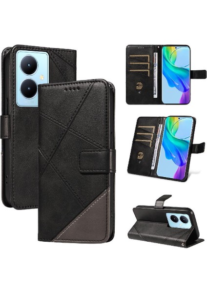 Vıvo V29 Lite Deri Telefon Koruma Kılıfı ve Kart Yuvası Için Flip Case (Yurt Dışından)