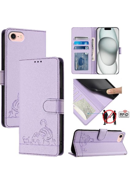 IPhone Se 4 Kedi Rfıd Kart Yuvası Tutucu Için Kickstand Cüzdan Kapak Çevirin (Yurt Dışından)