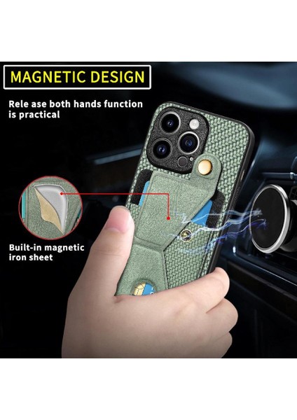 IPhone 15 Için Kılıf Pro Max Standı Fonksiyonu Kart Sahibi Manyetik Tasarım (Yurt Dışından)