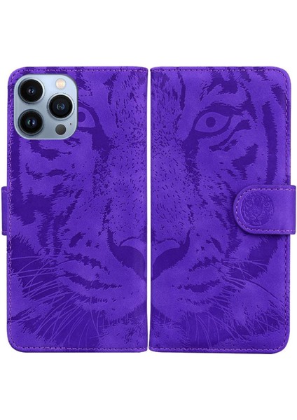 IPhone 15 Için Flip Case Pro Max Deri Cüzdan Kabartmalı Sevimli Kaplan (Yurt Dışından)