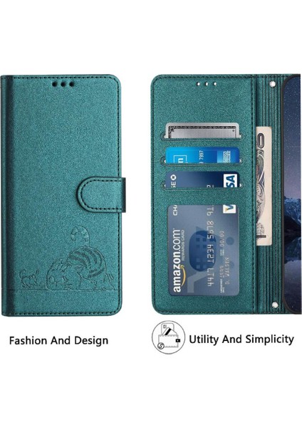 IPhone 14 Için Kılıf Pro Max Kedi Rfıd Kart Yuvası Tutucu Kickstand Cüzdan Flip (Yurt Dışından)