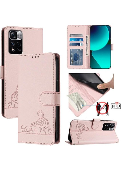 Xiaomi Redmi Not 11 Için Kılıf Pro Kart Yuvası Tutucu Kickstand Cüzdan Çevirin (Yurt Dışından)