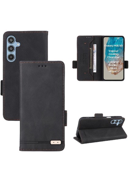 Toka ile Samsung Galaxy M35 Manyetik Cüzdan Kart Tutucu Için Flip Case (Yurt Dışından)