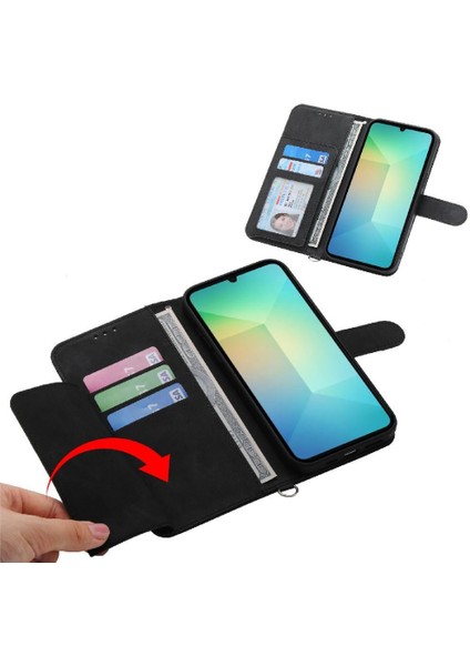 Samsung Galaxy A06 Kabartmalı Bileklik Çoklu Kredi Kartı Için Flip Case (Yurt Dışından)