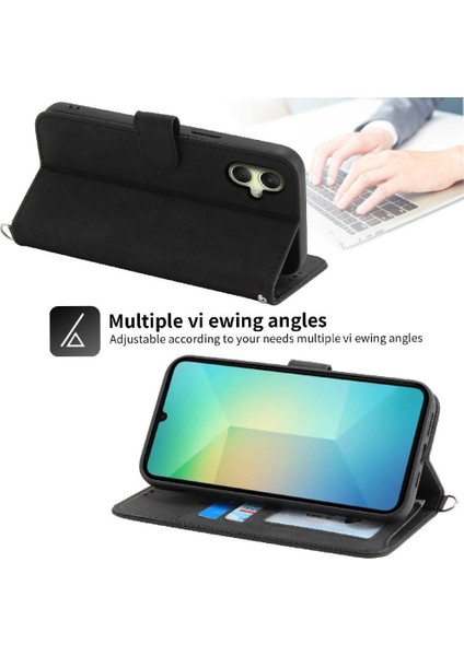 Samsung Galaxy A06 Kabartmalı Bileklik Çoklu Kredi Kartı Için Flip Case (Yurt Dışından)