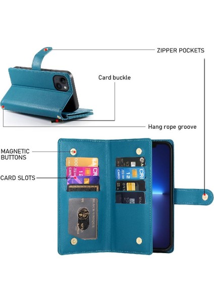 IPhone 13 Için Flip Case Pro Max Çok Fonksiyonlu Crossbody Kayış Cüzdan (Yurt Dışından)