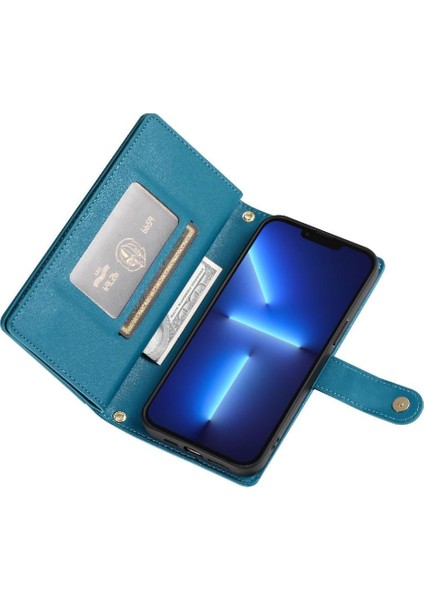 IPhone 13 Için Flip Case Pro Max Çok Fonksiyonlu Crossbody Kayış Cüzdan (Yurt Dışından)
