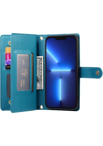 IPhone 13 Için Flip Case Pro Max Çok Fonksiyonlu Crossbody Kayış Cüzdan (Yurt Dışından)