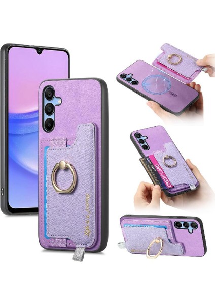 Samsung Galaxy A15 Halka Standı Tutucu Manyetik Cüzdan Magsafe Için Kılıf (Yurt Dışından)