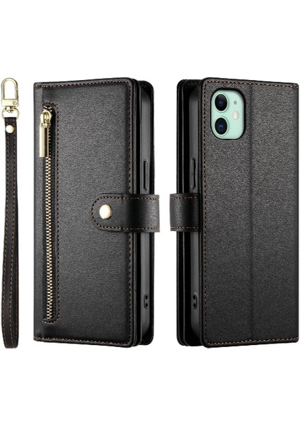 IPhone 11 Için Flip Case Crossbody Kayış Standı Cüzdan Çok Fonksiyonlu (Yurt Dışından)