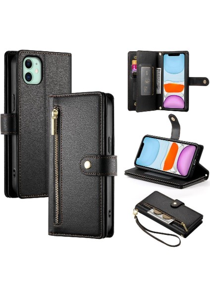 IPhone 11 Için Flip Case Crossbody Kayış Standı Cüzdan Çok Fonksiyonlu (Yurt Dışından) fırsatları