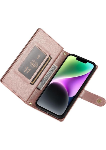 IPhone 14 Için Flip Case Çok Fonksiyonlu Iş Crossbody Kayış Cüzdan (Yurt Dışından) modelleri