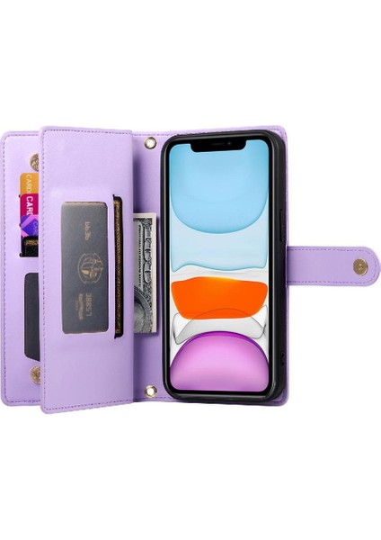 IPhone 11 Için Flip Case Crossbody Kayış Standı Cüzdan Çok Fonksiyonlu (Yurt Dışından) indirimleri