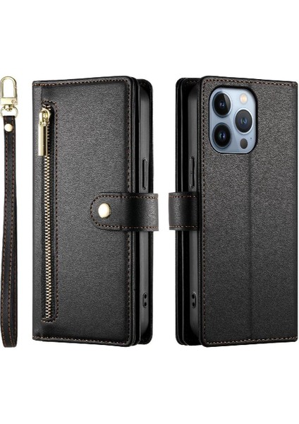 IPhone 13 Için Flip Case Pro Iş Crossbody Kayış Cüzdan Standı (Yurt Dışından)