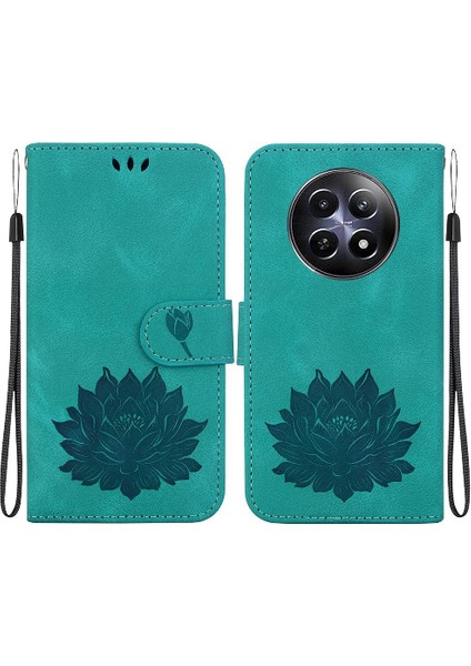 Realme 12 5g Için Flip Case Cüzdan Kabartma Lotus Çiçek Kickstand Manyetik (Yurt Dışından)