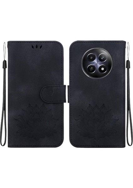 Realme 12 5g Için Flip Case Cüzdan Kabartma Lotus Çiçek Kickstand Manyetik (Yurt Dışından)