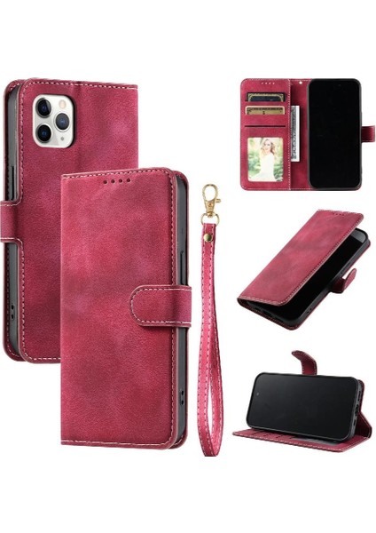 IPhone 11 Için Flip Case Pro Max Manyetik Pu Deri Bilek Kayışı Kickstand (Yurt Dışından)