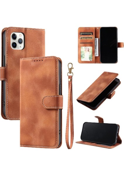 IPhone 11 Için Flip Case Pro Max Manyetik Pu Deri Bilek Kayışı Kickstand (Yurt Dışından)