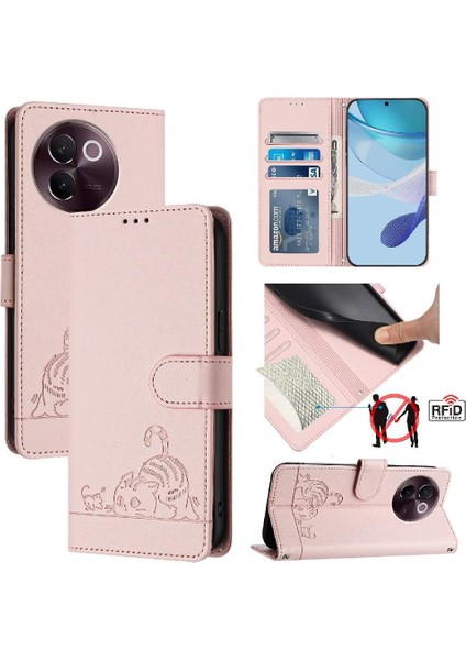 Vıvo V30E 5g Için Kılıf Cüzdan Kapak Çevirin Kedi Rfıd Kart Yuvası Tutucu Kickstand (Yurt Dışından) indirimleri