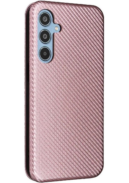 Samsung Galaxy M35 Manyetik Karbon Fiber Deri Için Flip Case Folio Kapak (Yurt Dışından)