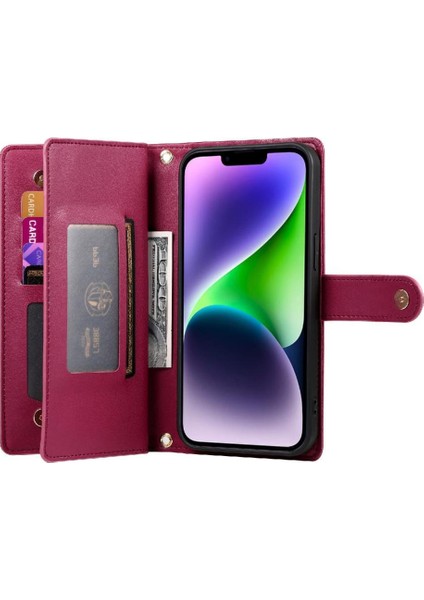 IPhone 14 Için Flip Case Artı Crossbody Kayış Cüzdan Çok Fonksiyonlu Standı (Yurt Dışından) indirimleri
