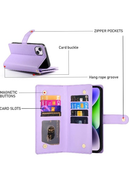 IPhone 14 Için Flip Case Artı Crossbody Kayış Cüzdan Çok Fonksiyonlu Standı (Yurt Dışından) indirimleri