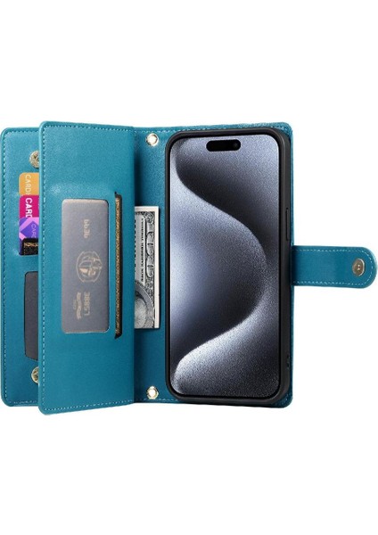 IPhone 15 Pro Için Flip Case Crossbody Kayış Cüzdan Çok Fonksiyonlu Standı (Yurt Dışından) fiyatları