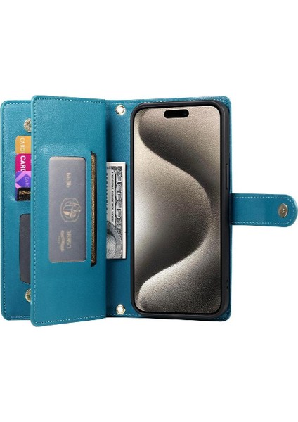 IPhone 15 Için Flip Case Pro Max Crossbody Kayış Standı Çok Fonksiyonlu (Yurt Dışından)