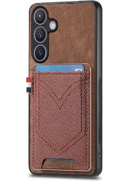 Samsung Galaxy S24 Kot Cep Tasarım Crad Yuvası Manyetik Araba (Yurt Dışından)