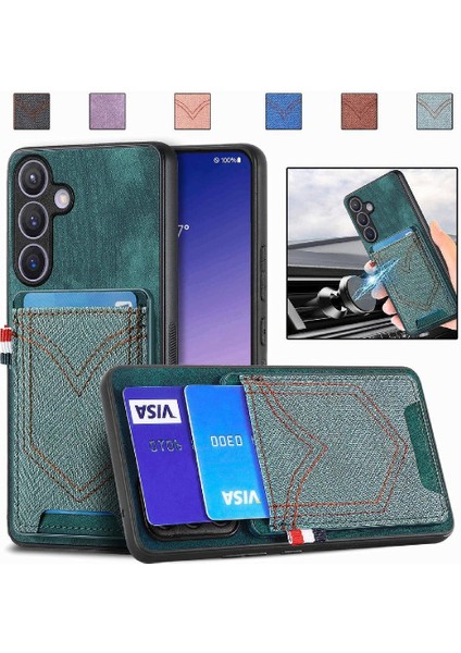 Samsung Galaxy S24 Artı Kot Cep Tasarım Crad Yuvası Manyetik (Yurt Dışından)