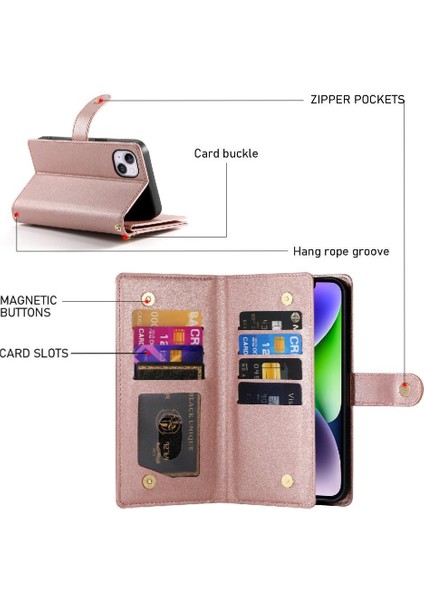 IPhone 14 Için Flip Case Artı Crossbody Kayış Cüzdan Çok Fonksiyonlu Standı (Yurt Dışından) indirimleri