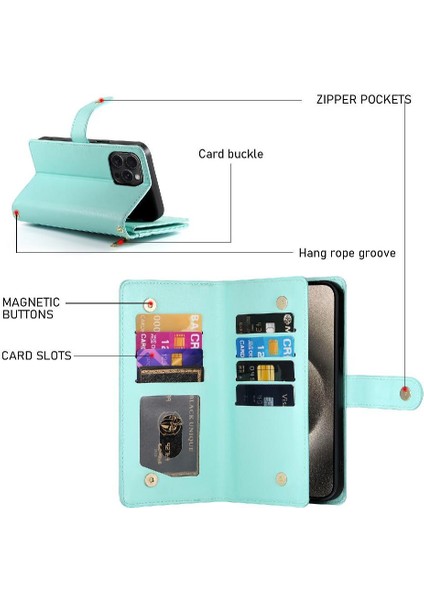 IPhone 15 Için Flip Case Pro Max Crossbody Kayış Standı Çok Fonksiyonlu (Yurt Dışından)